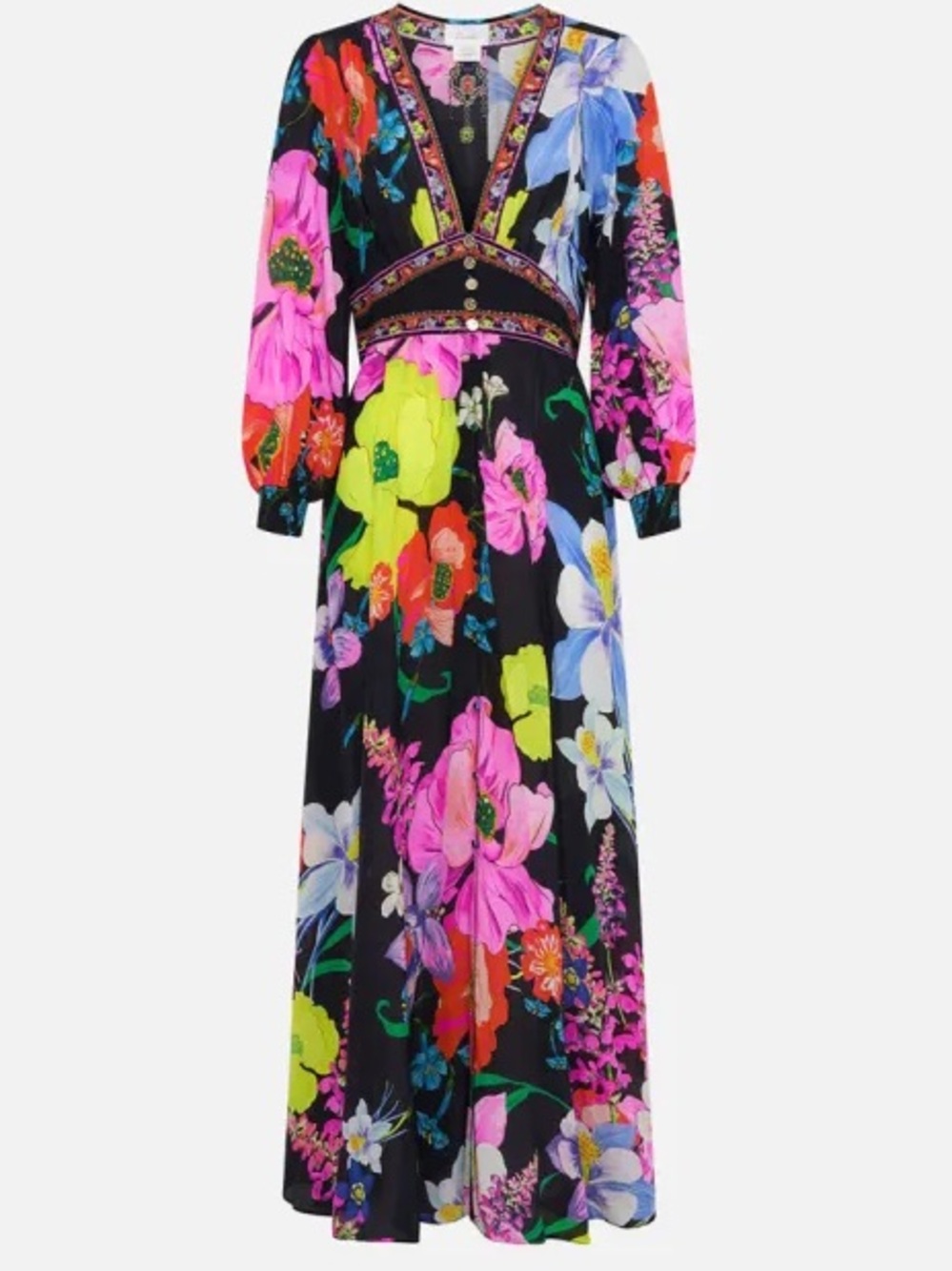 Camilla Away with the fairies silk maxi dress